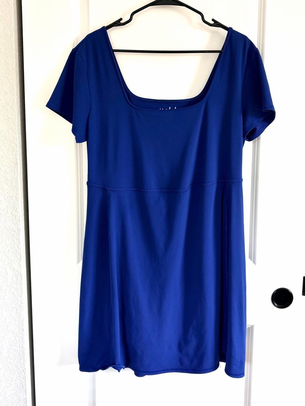 Ingrid & Isabel Royal Blue Scoop Neck Short Sleeve Dress w/ Built In Shorts - Picture 3 of 14